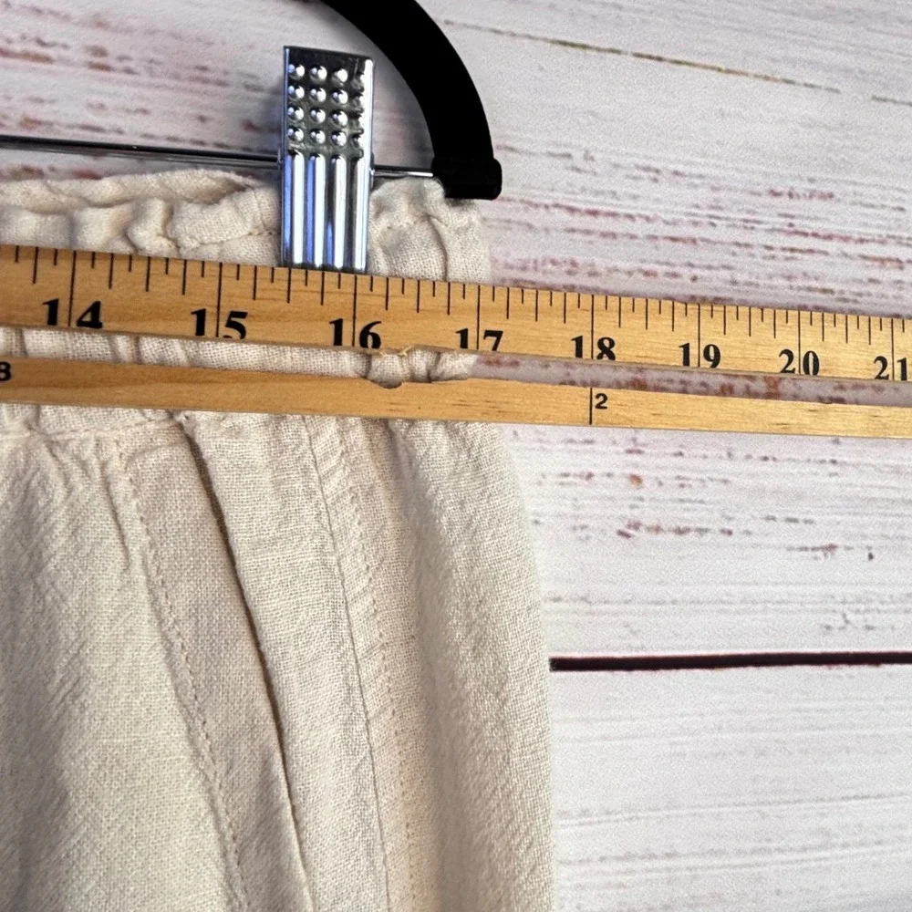 Minimalist Coastal Linen/Rayon Skirt M Short Oatmeal Beige Capsule Neutral Boho - Picture 6 of 7